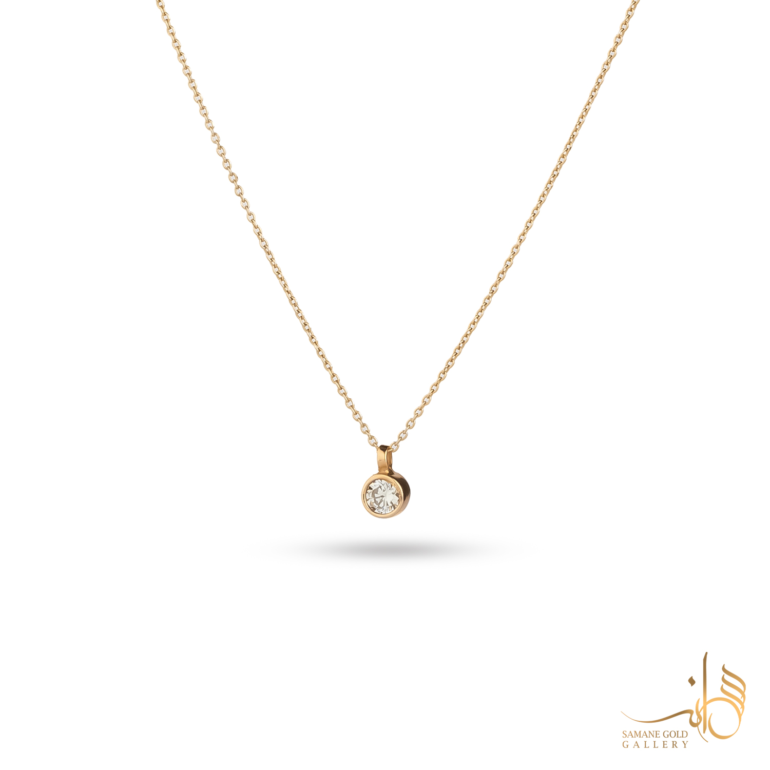 گردنبند طلا تک نگین گرد