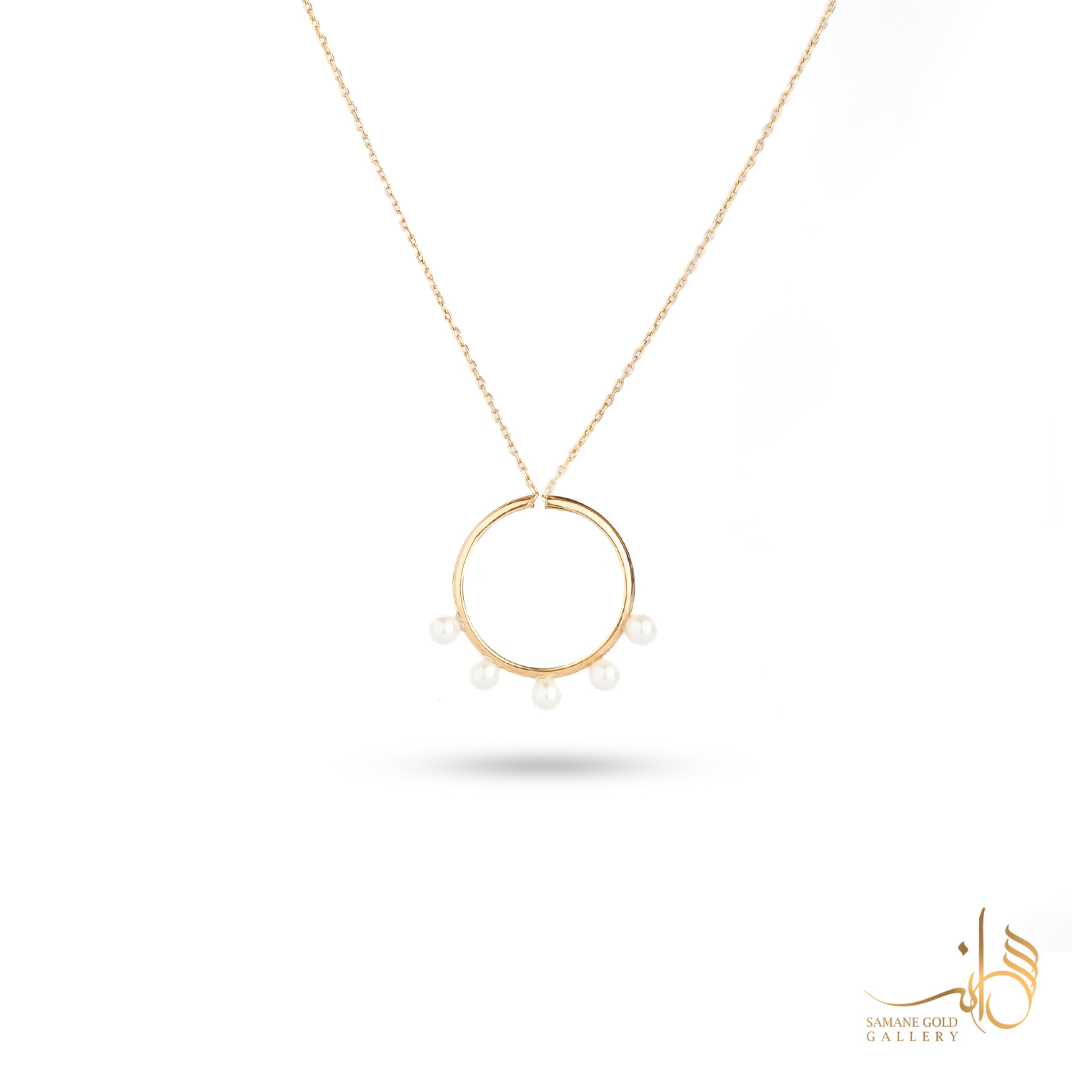گردنبند طلا دایره و مروارید