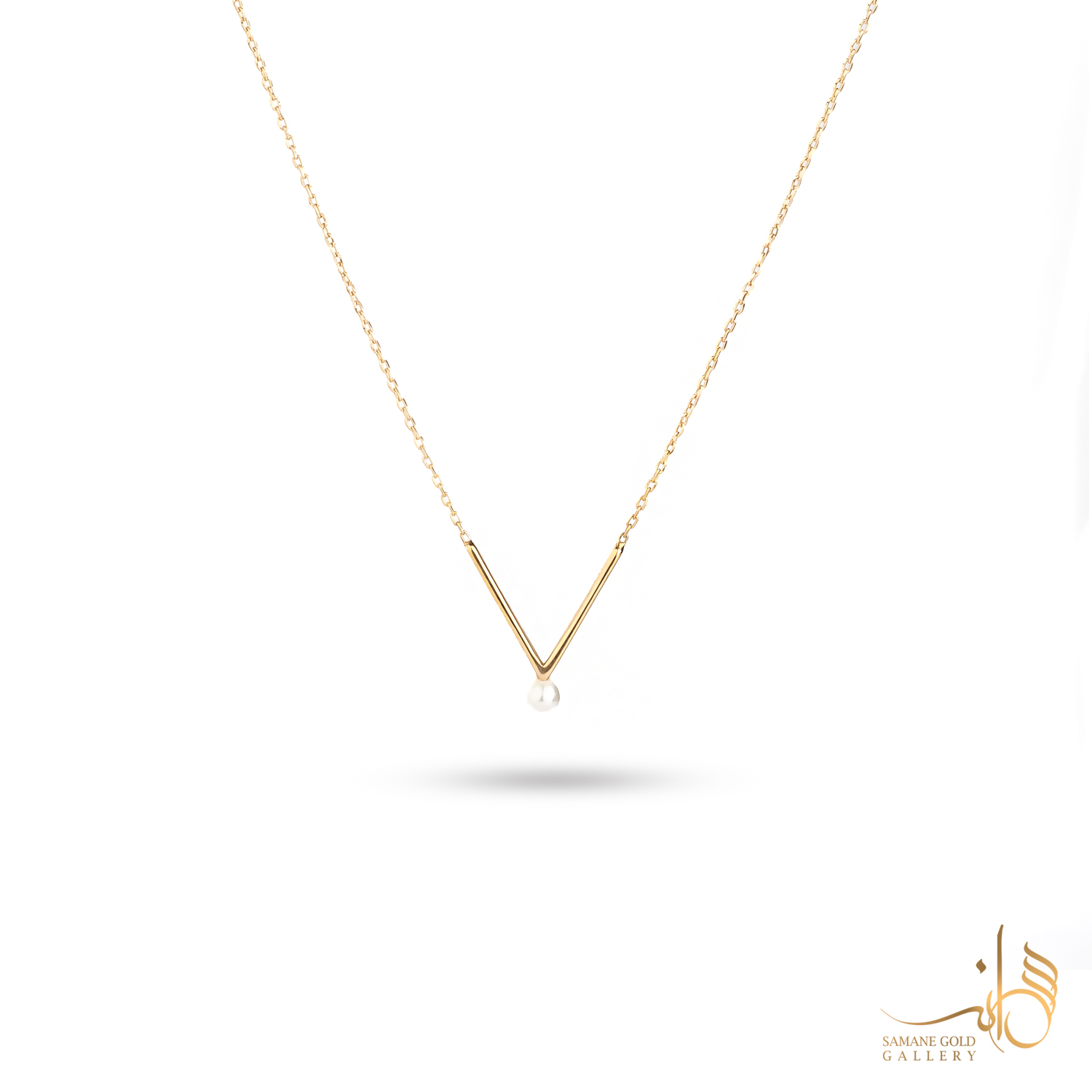 گردنبند طلا V زیر مروارید