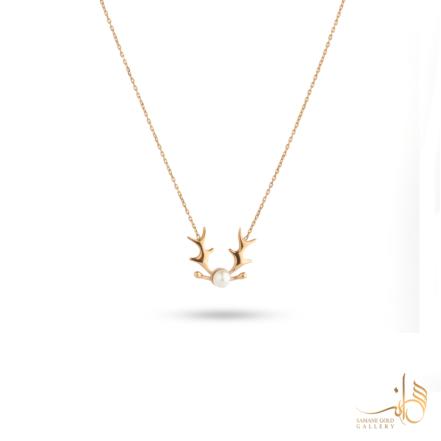 گردنبند طلا شاخ گوزن و مروارید