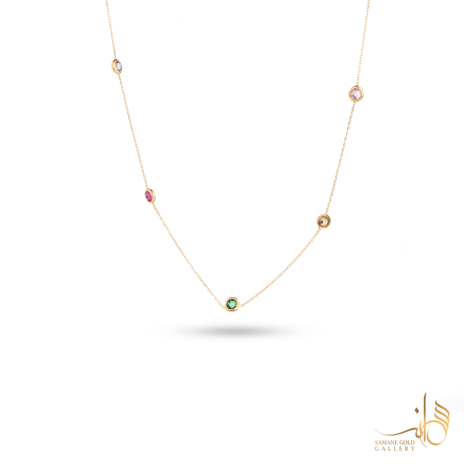 زنجیر طلا مارکو با سنگ های رنگی