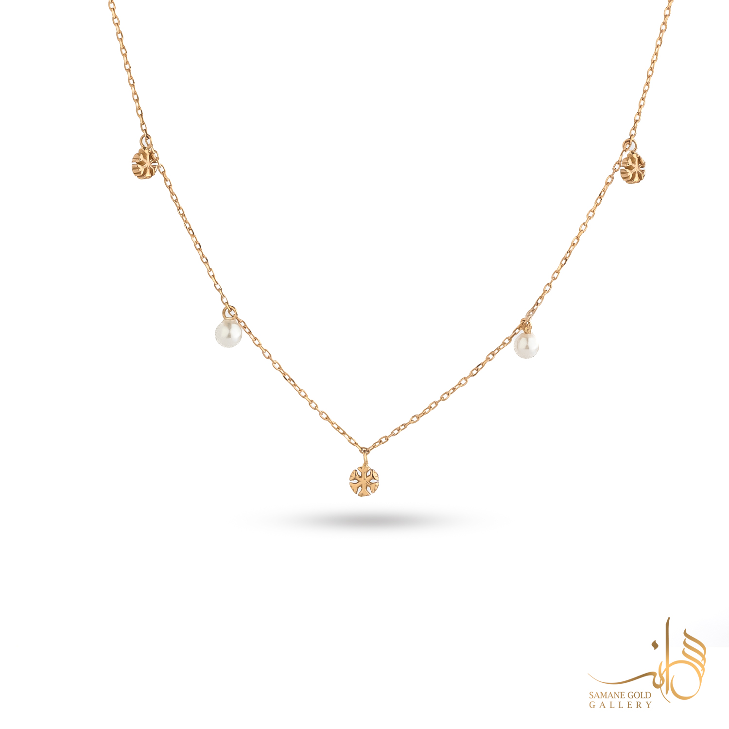 گردنبند طلا دونه برف و مروارید