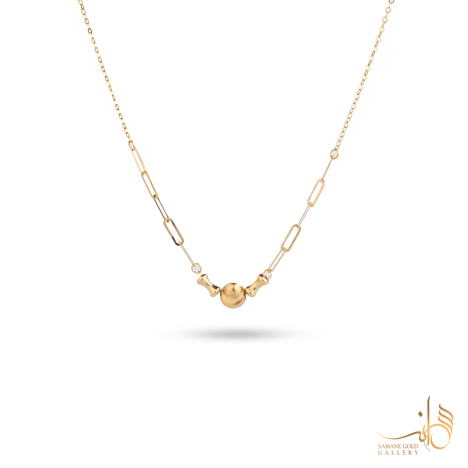 گردنبند طلا گوی تراش و هرمس