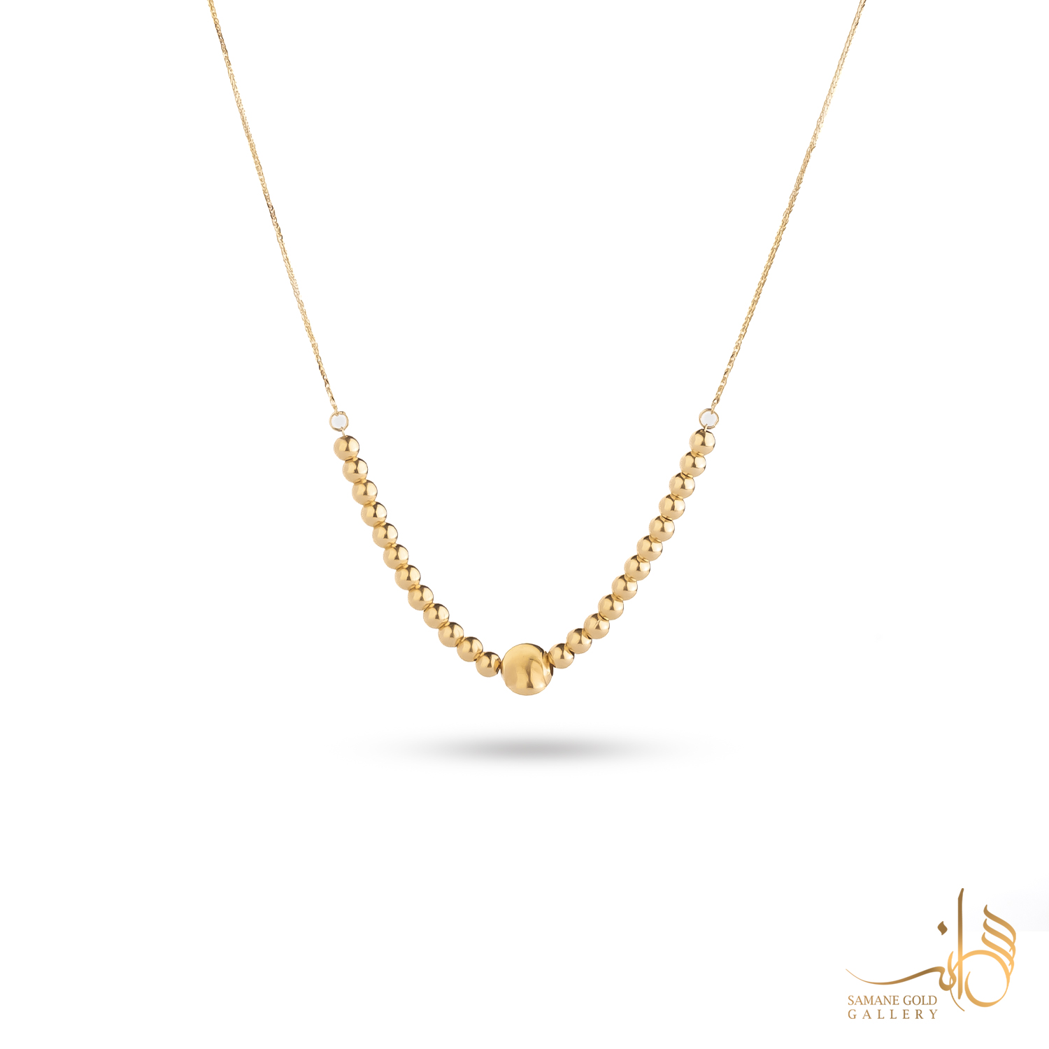 گردنبند طلا گوی تراش و گوی ساده