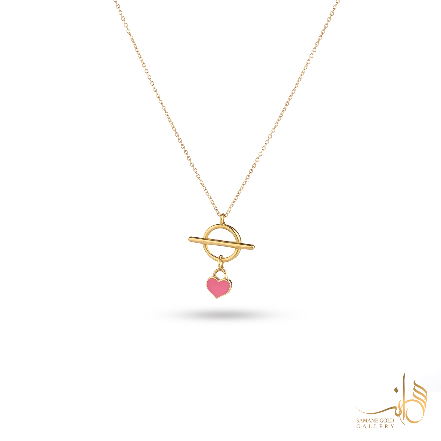 گردنبند طلا تیفانی آویز قلب صورتی