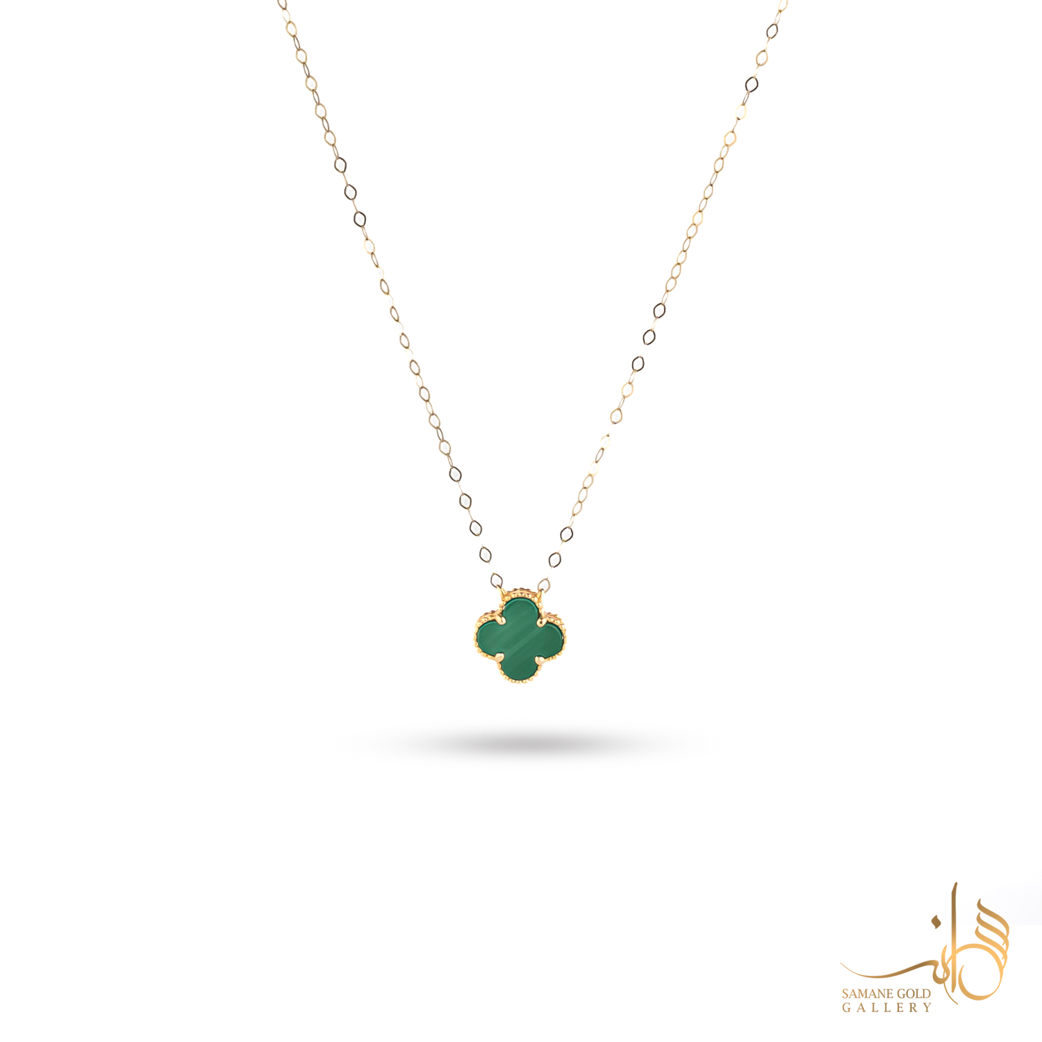 گردنبند طلا ونکلیف سنگ سبز