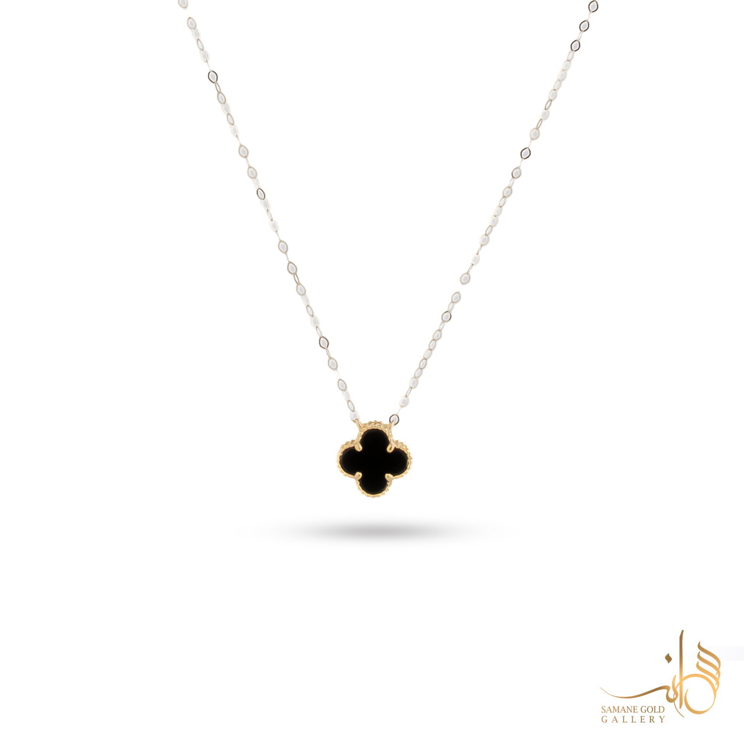 گردنبند طلا ونکلیف سنگ مشکی