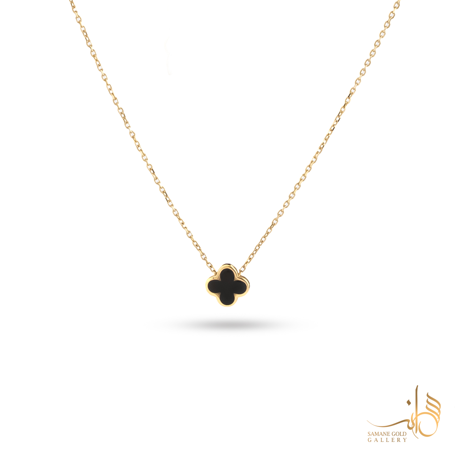 گردنبند طلا ونکلیف مینا مشکی