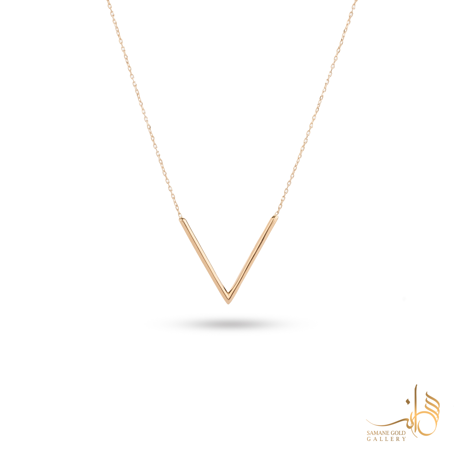 گردنبند طلا وی بزرگ ساده