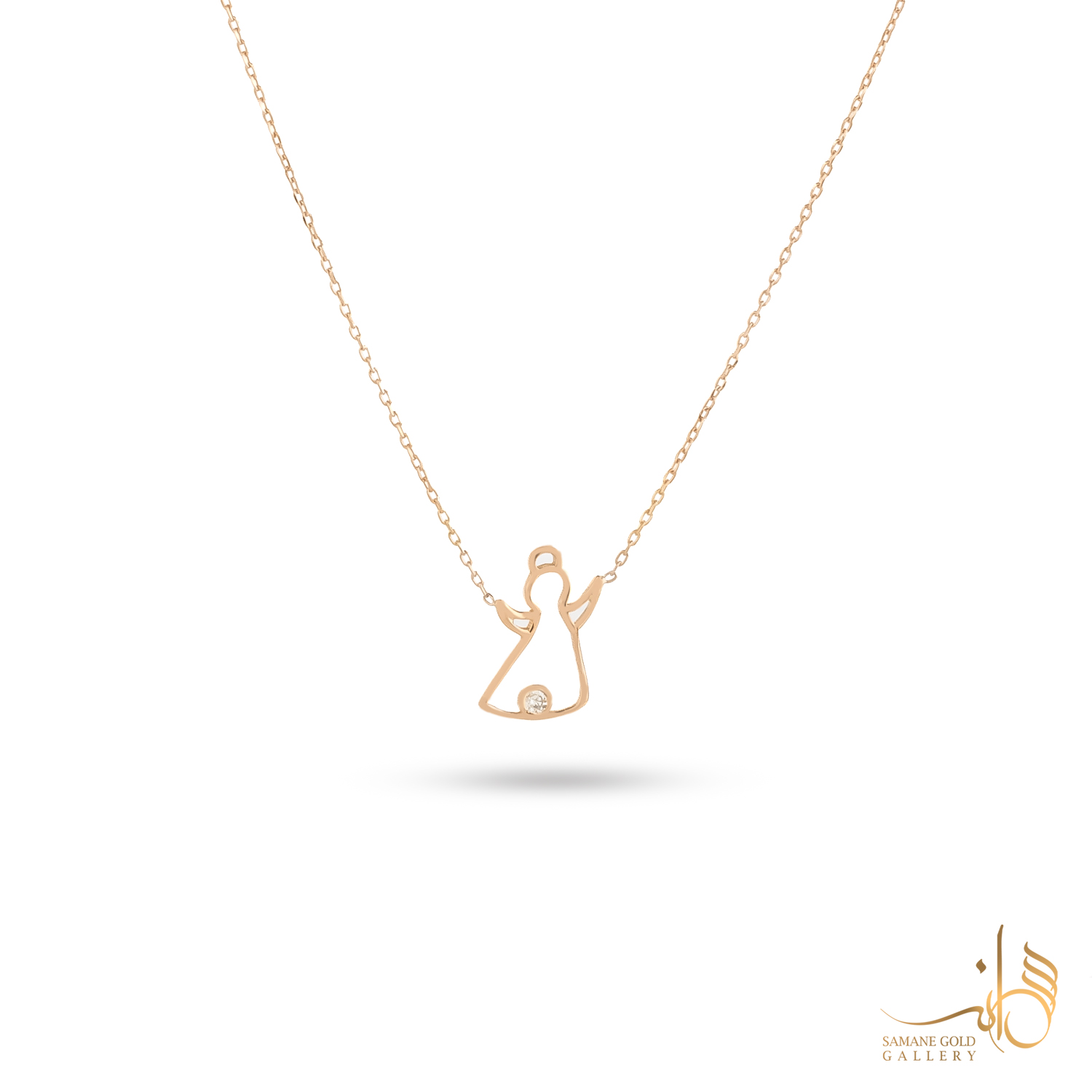 گردنبند طلا فرشته تک‌نگین