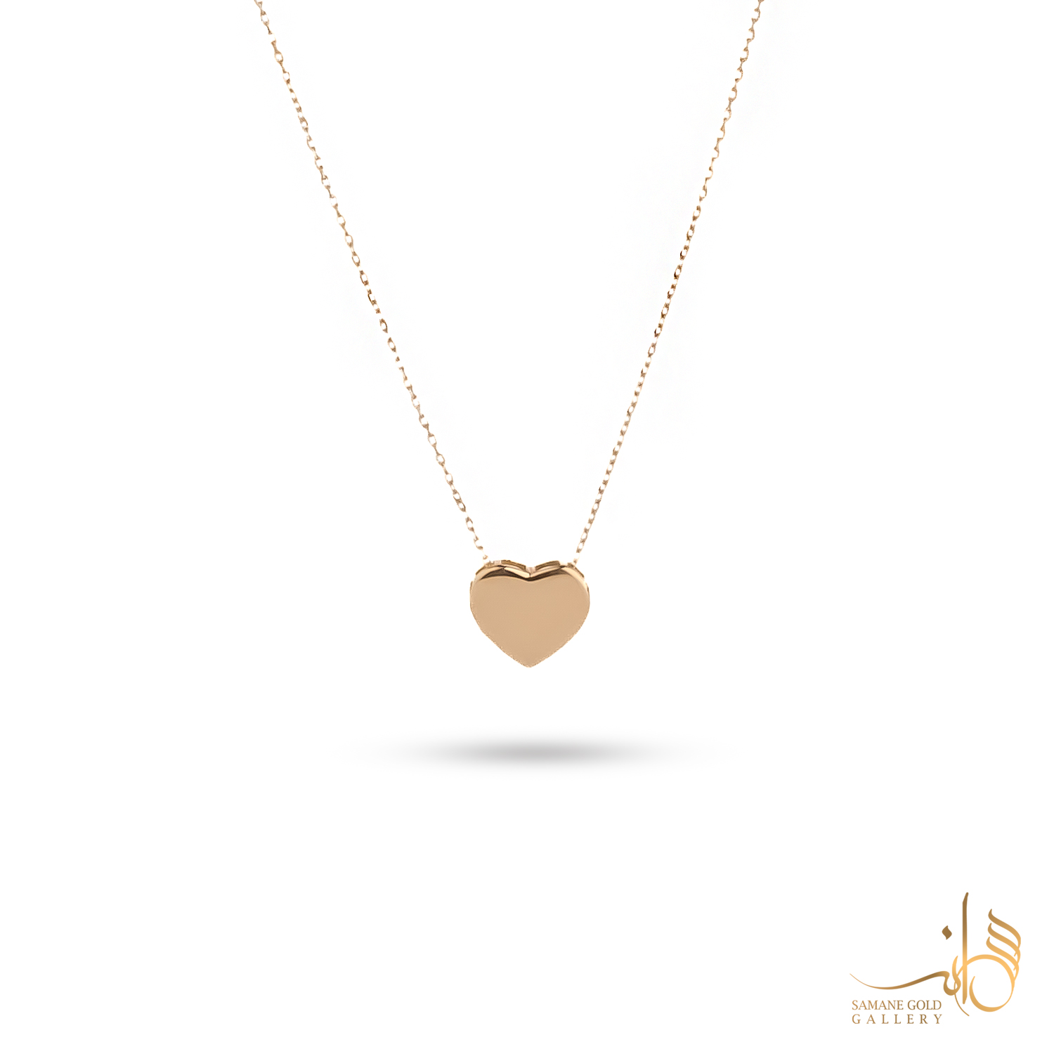 گردنبند طلا قلب آینه‌ای بزرگ