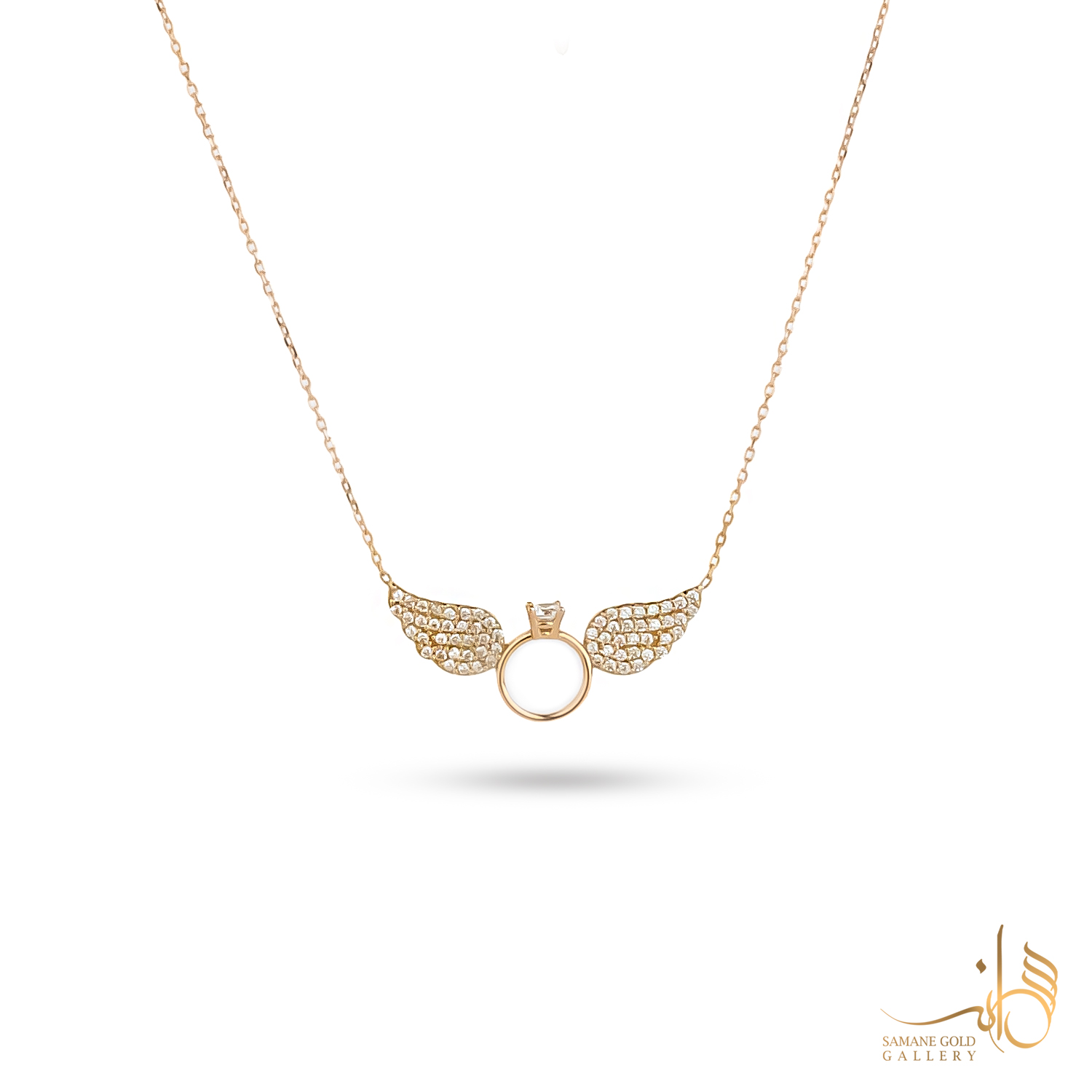 گردنبند طلا بال فرشته و حلقه سولیتر