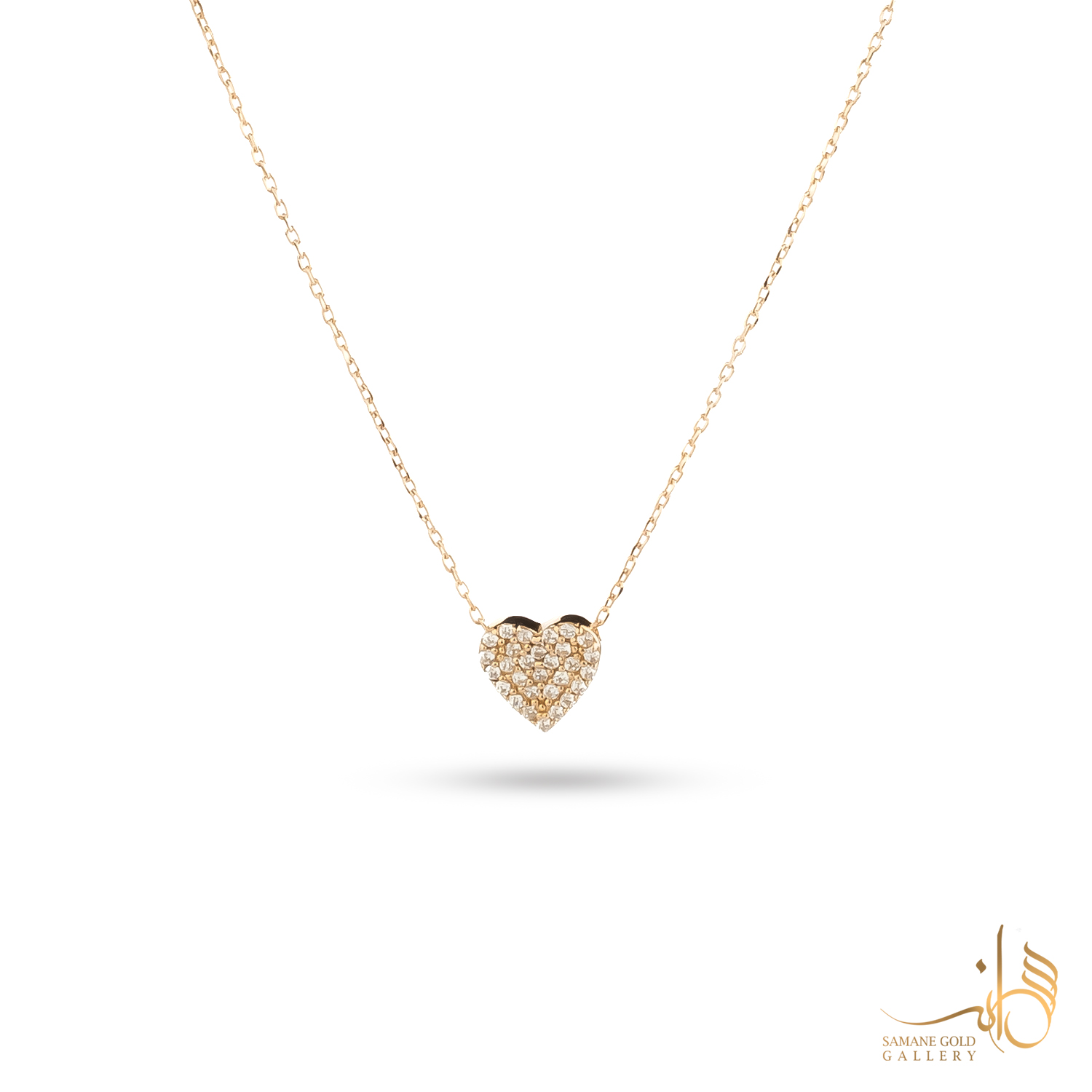 گردنبند طلا قلب نگین‌دار
