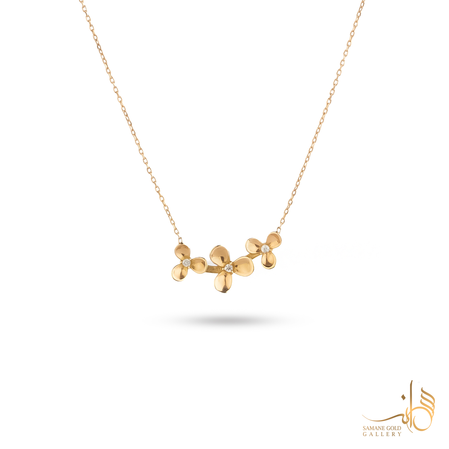گردنبند طلا سه گل سه پر