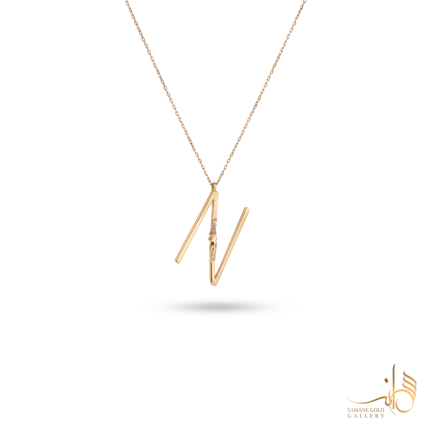 گردنبند طلا حروف نگین‌دار N