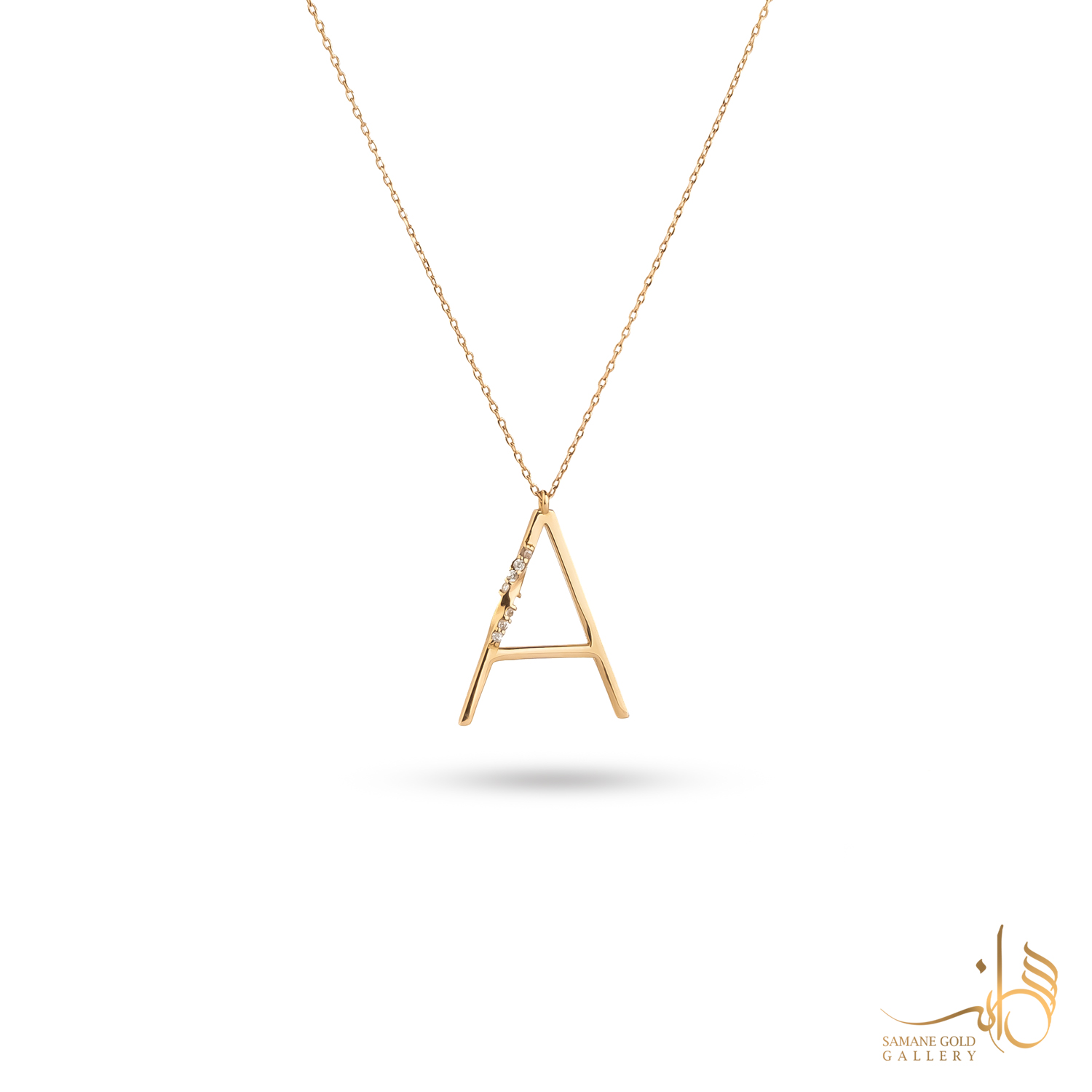 گردنبند طلا حروف نگین‌دار A