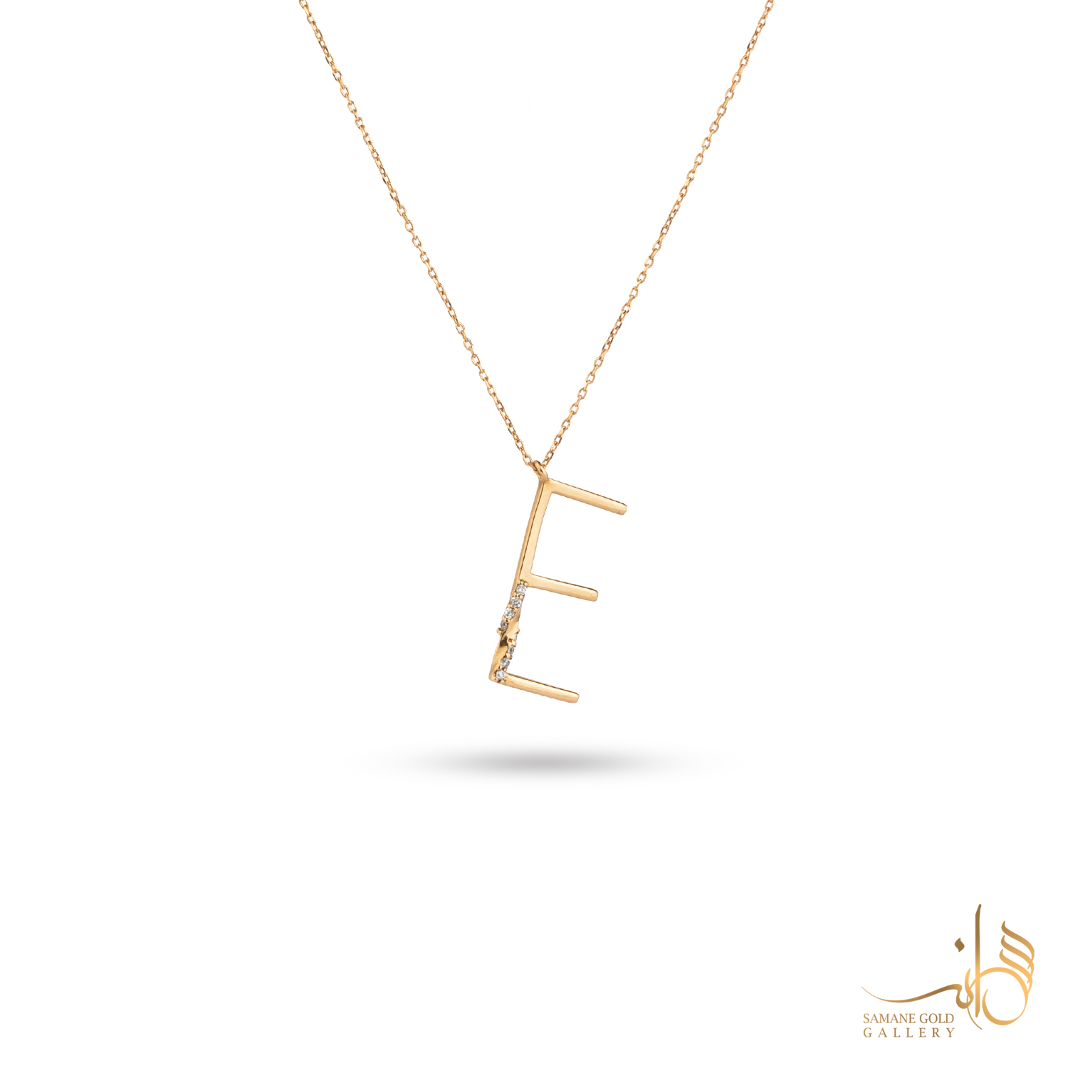 گردنبند طلا حروف نگین‌دار E