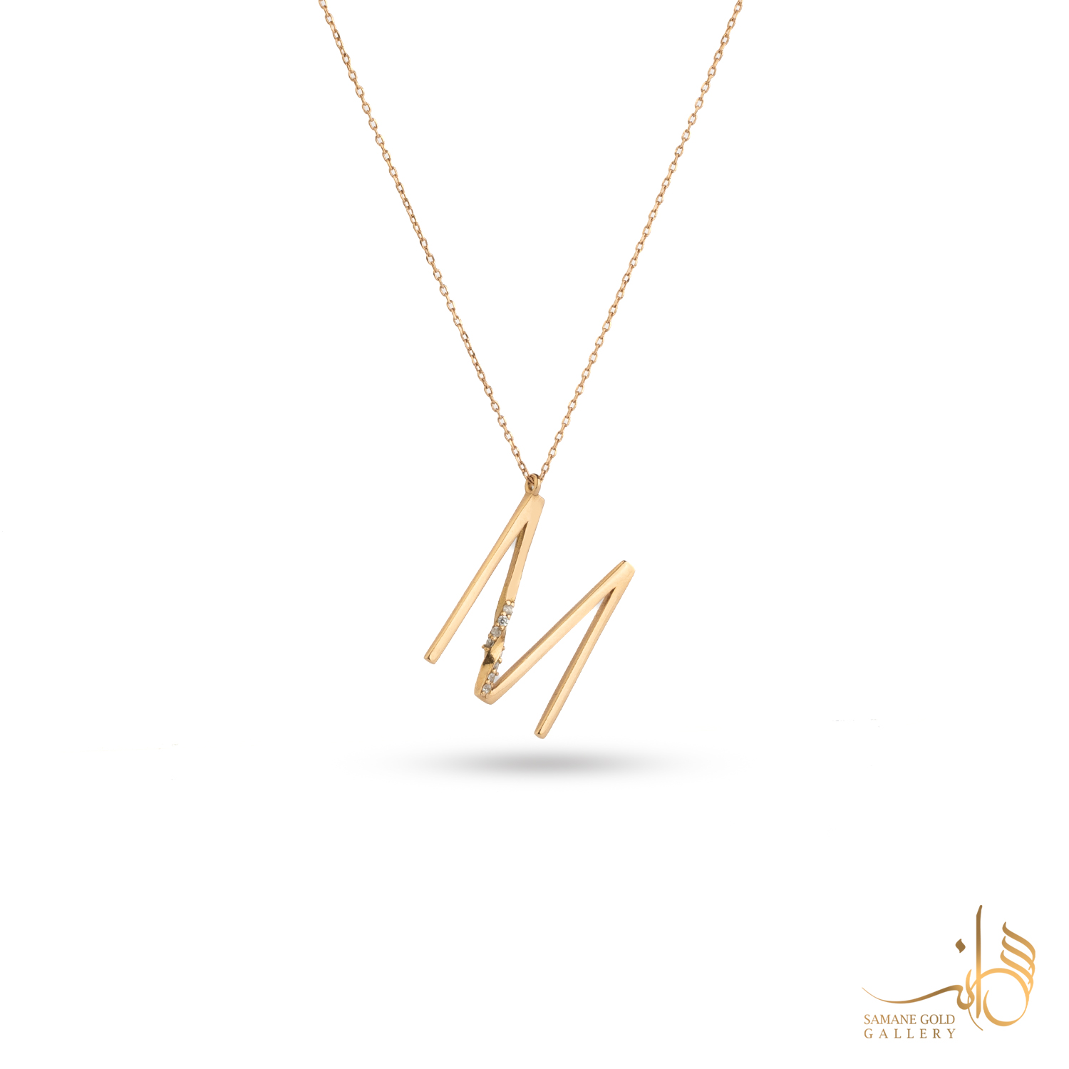 گردنبند طلا حروف نگین‌دار M