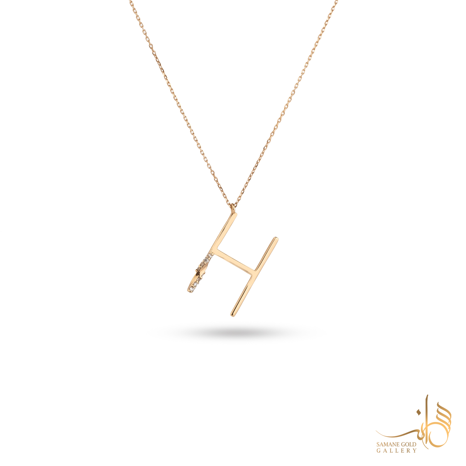 گردنبند طلا حروف نگین‌دار H