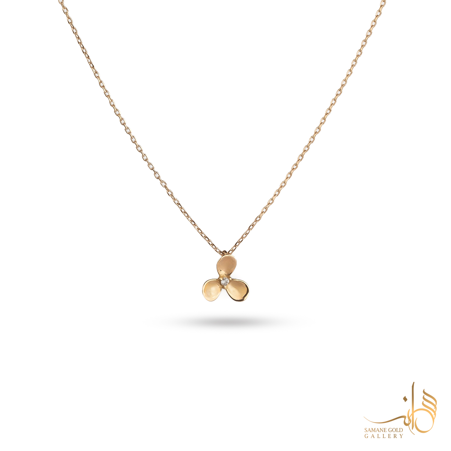 گردنبند طلا گل سه پر