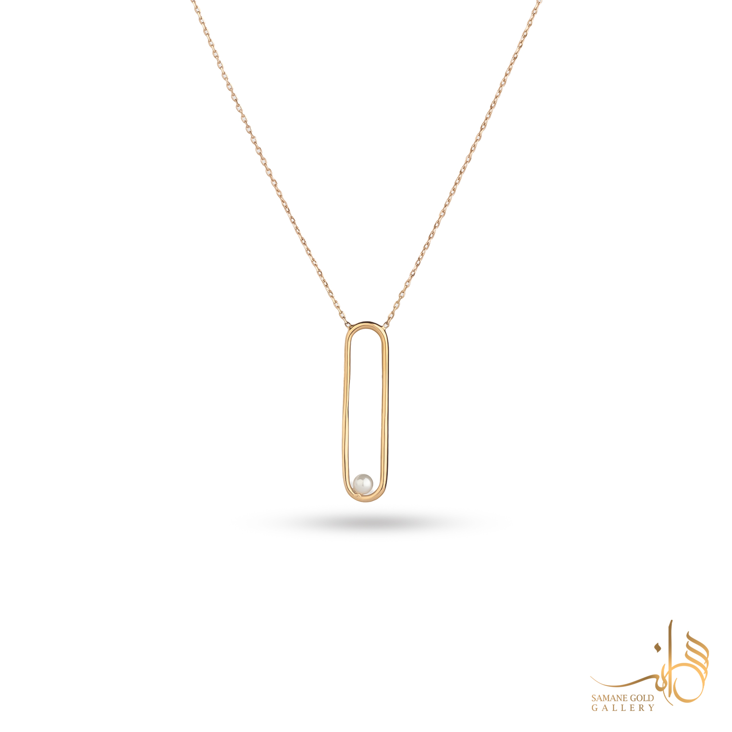 گردنبند طلا بیضی و مروارید