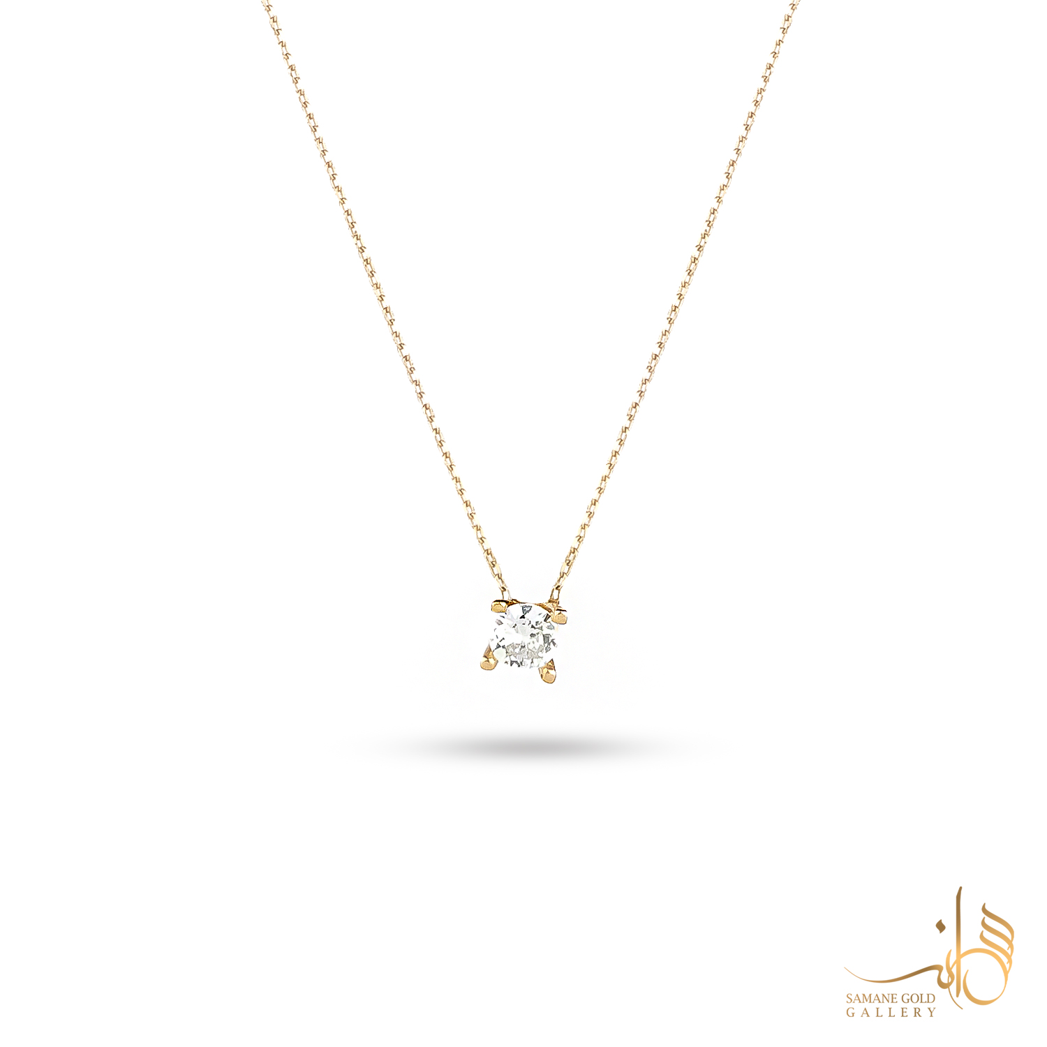 گردنبند طلا تک نگین ریز