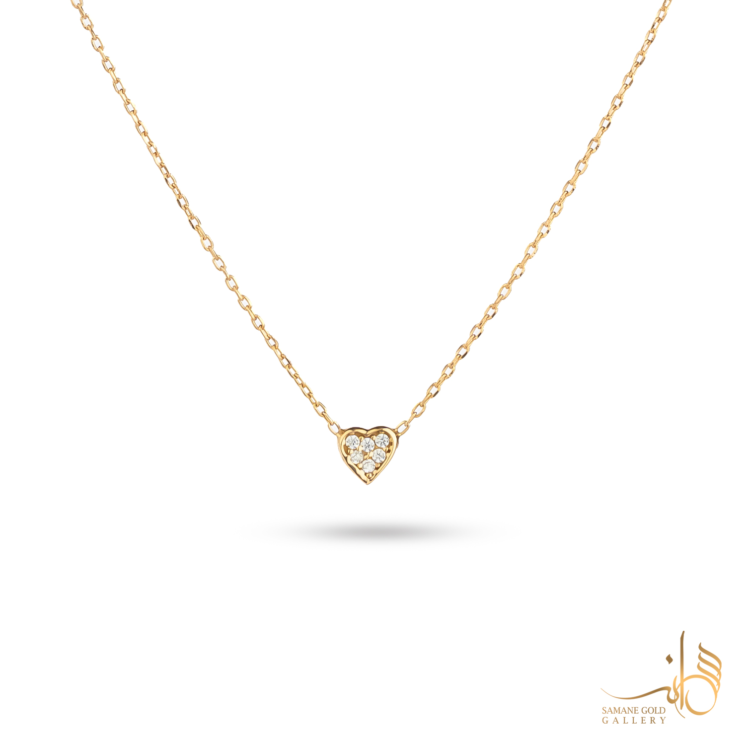 گردنبند طلا قلب نگین‌دار ریز