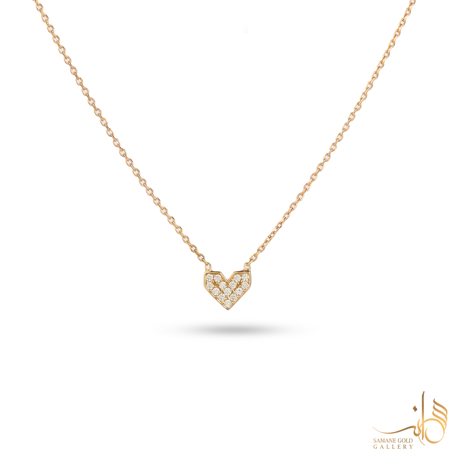 گردنبند طلا قلب نگین‌دار فانتزی