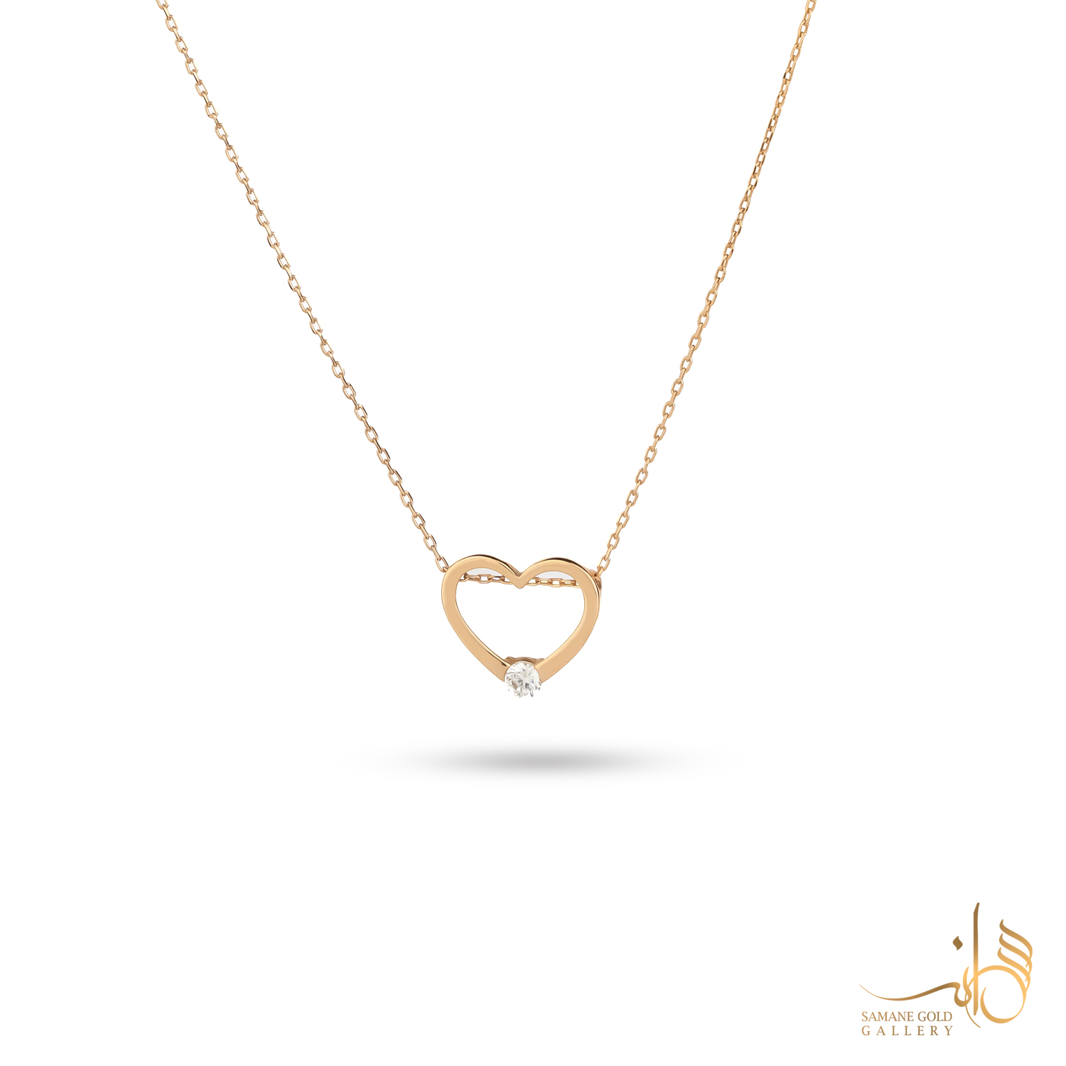 گردنبند طلا قلب تک نگین