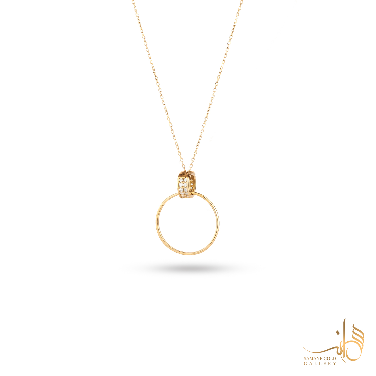 گردنبند طلا دوحلقه ساده نگین‌دار