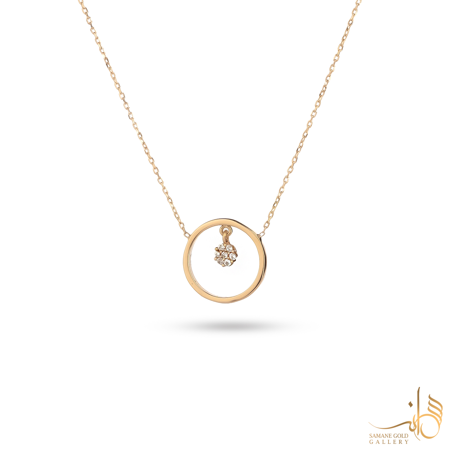 گردنبند طلا دایره و فلاور