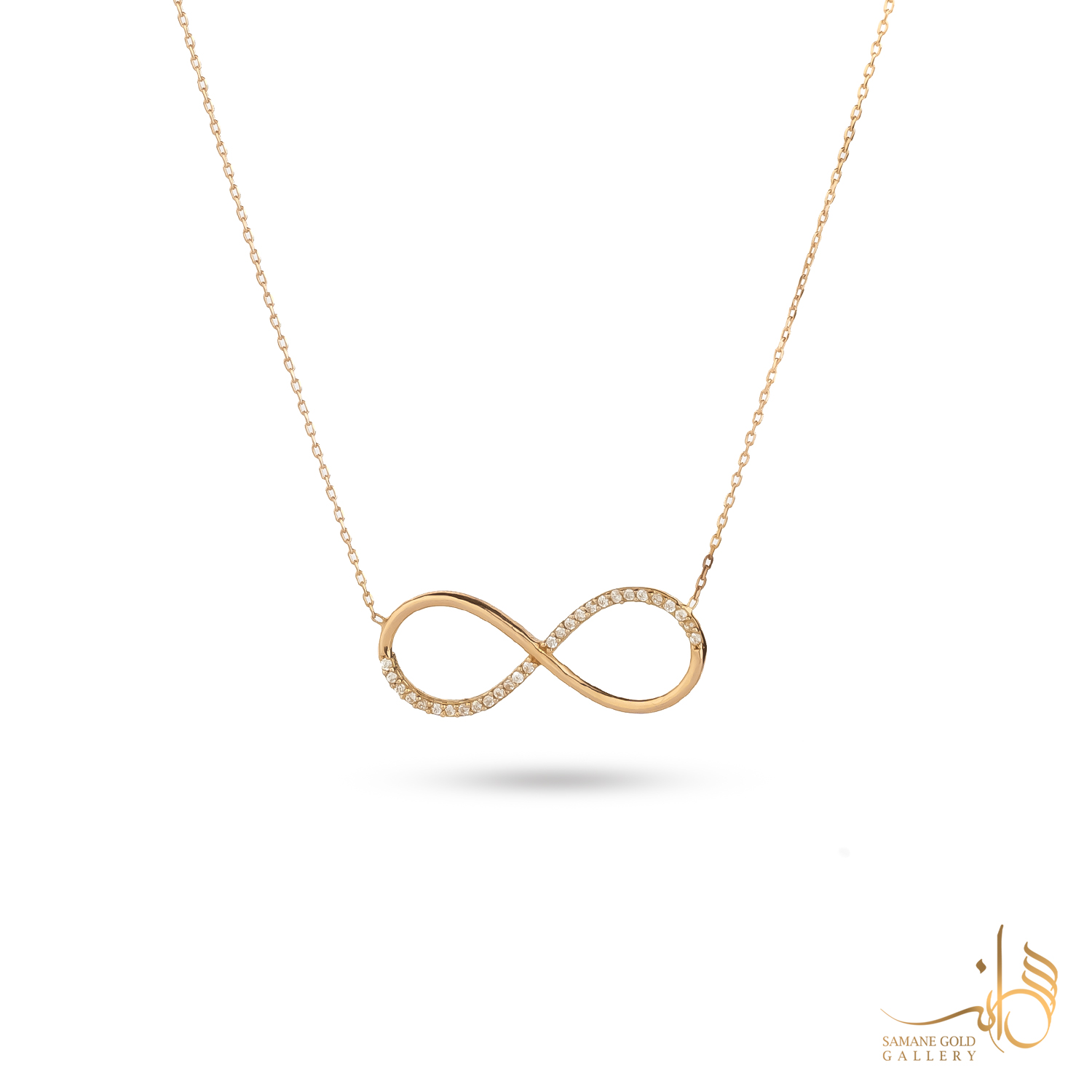 گردنبند طلا بینهایت نگین‌دار