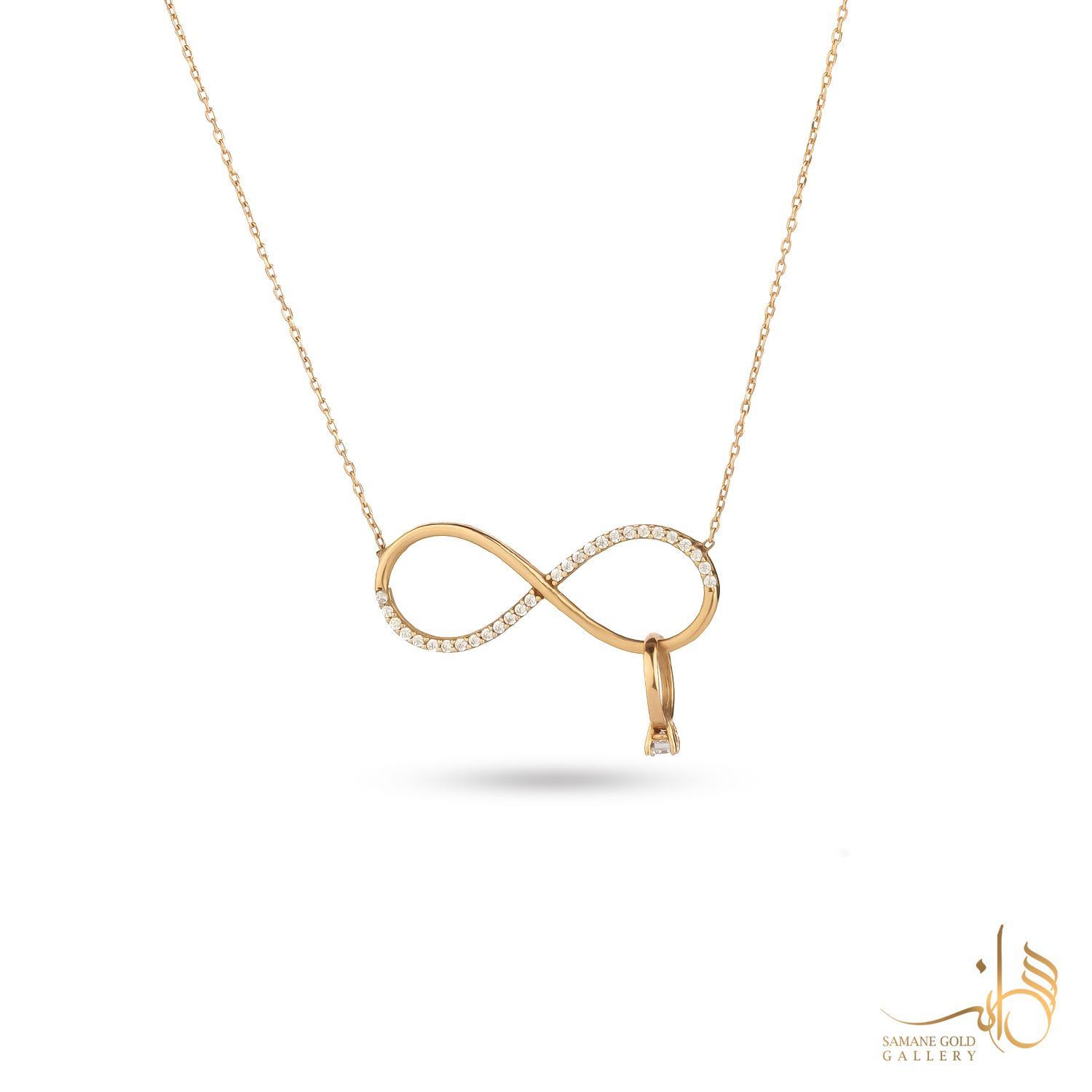 گردنبند طلا بینهایت حلقه و سولیتر