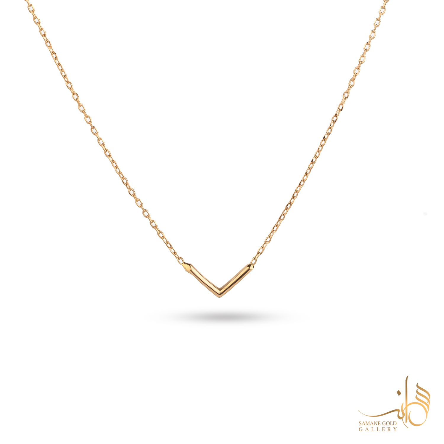 گردنبند طلا وی میله‌ای باز کوچک