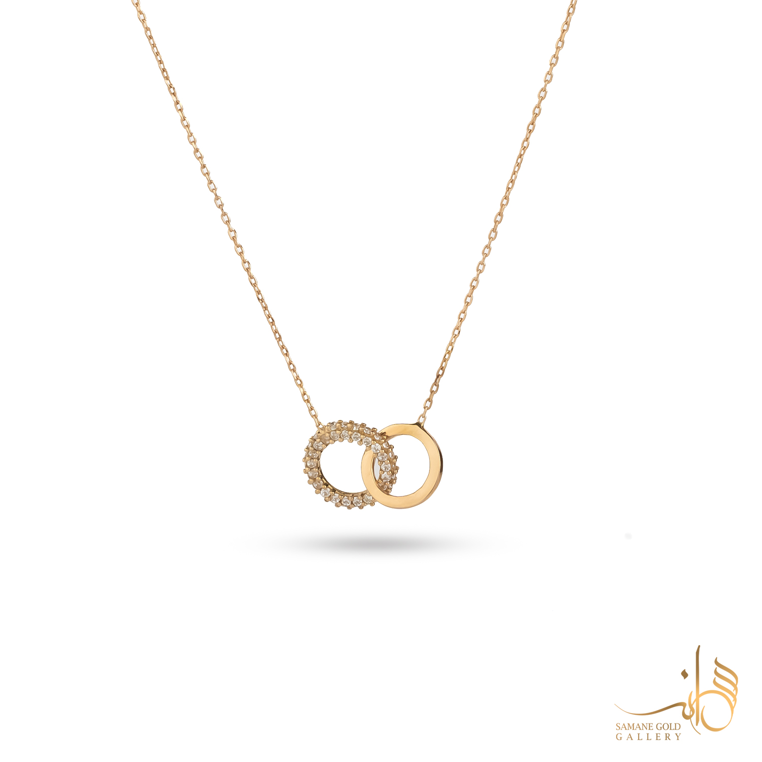 گردنبند طلا دایره توهم ساده و نگین