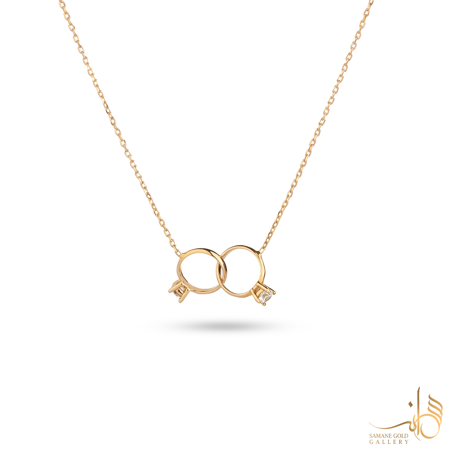 گردنبند طلا دو حلقه سولیتر
