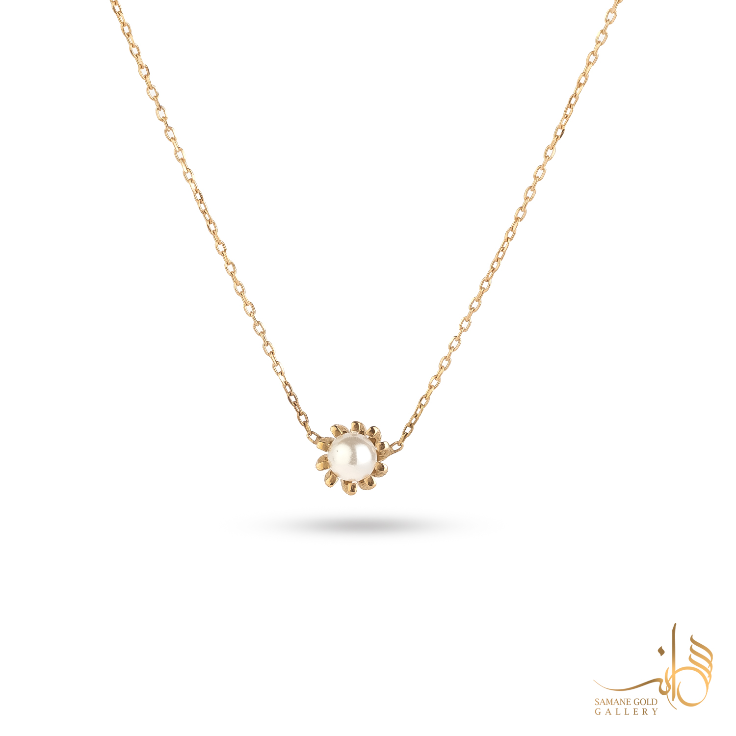 گردنبند طلا تک مروارید چنگکی