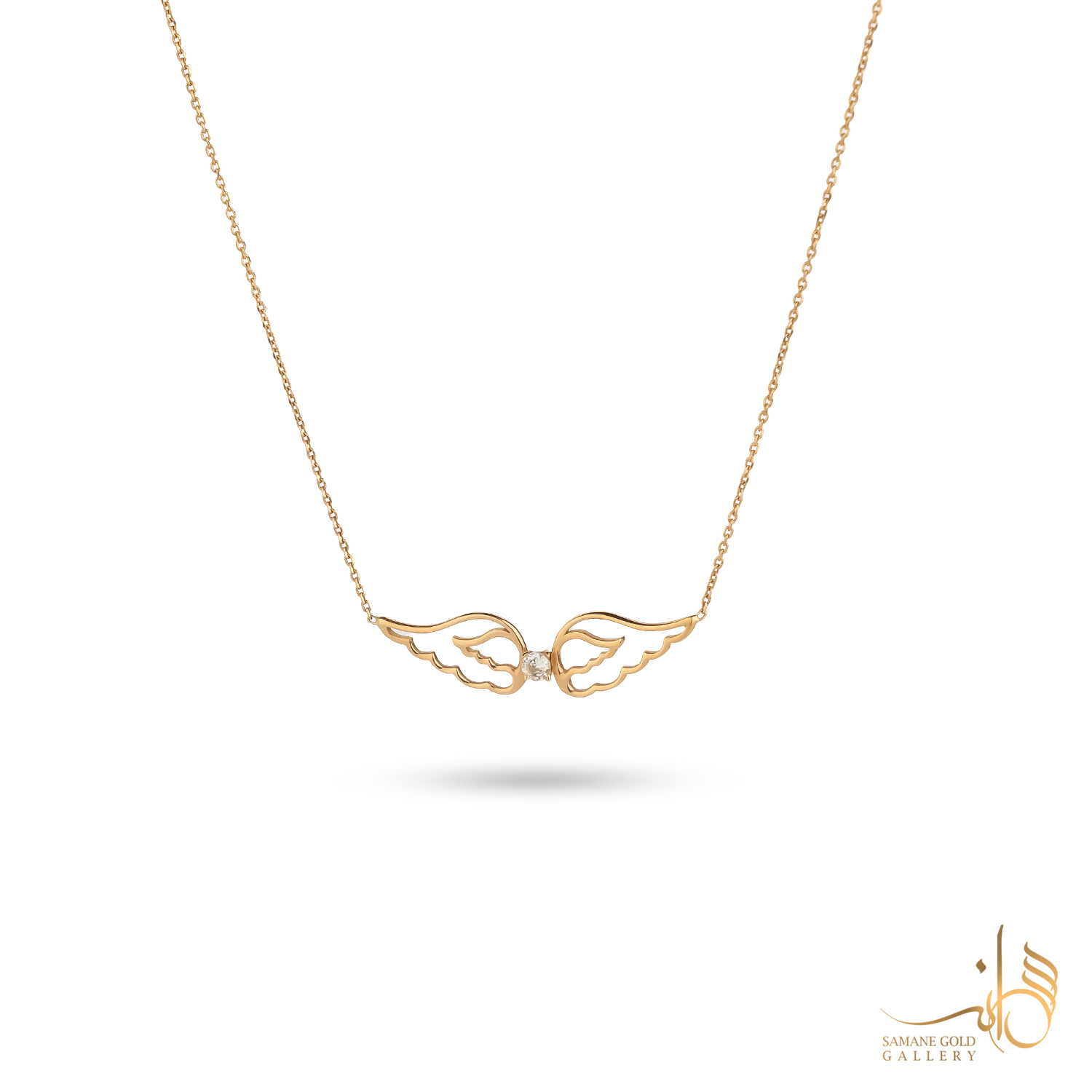 گردنبند طلا بال فرشته و تک نگین