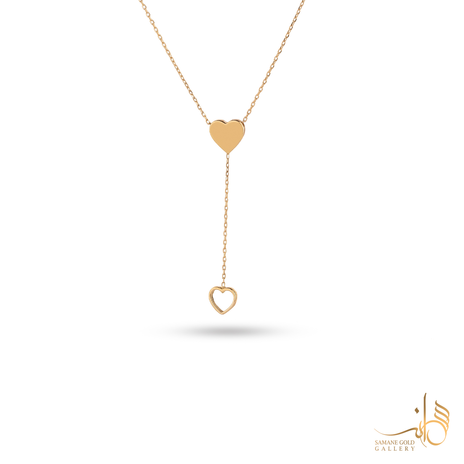 گردنبند طلا کراواتی قلب آینه و توخالی