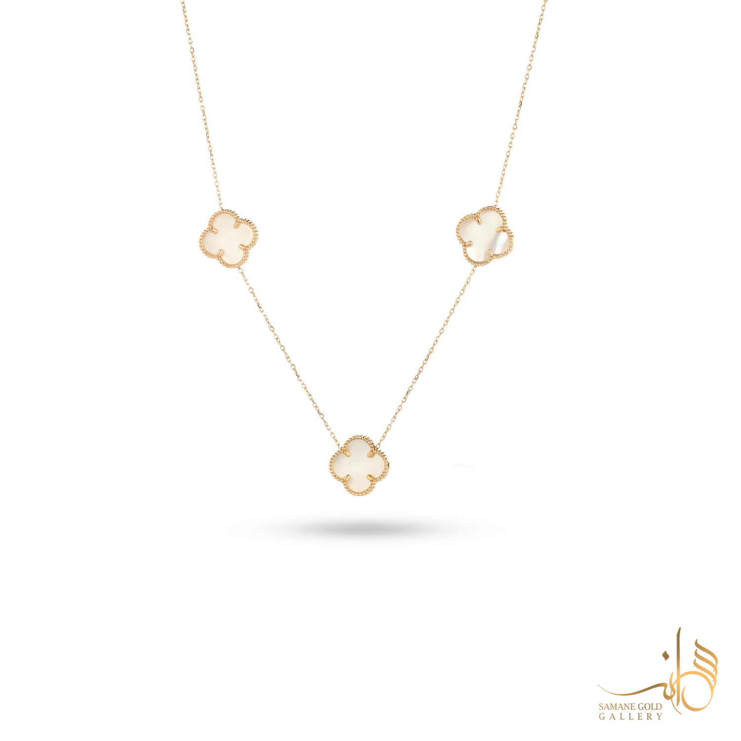 گردنبند طلا ونکلیف سه گل صدفی