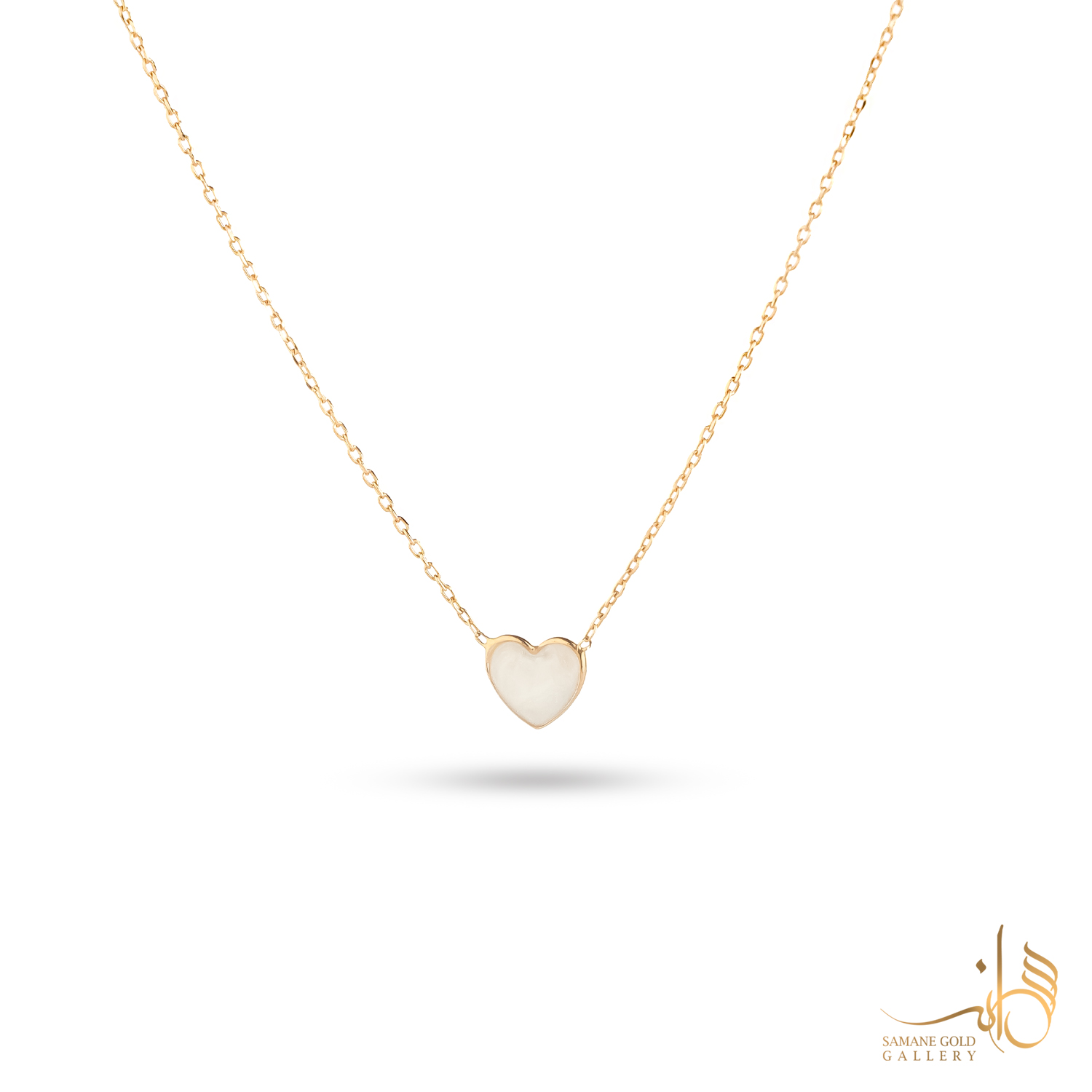 گردنبند طلا قلب مینا سفید