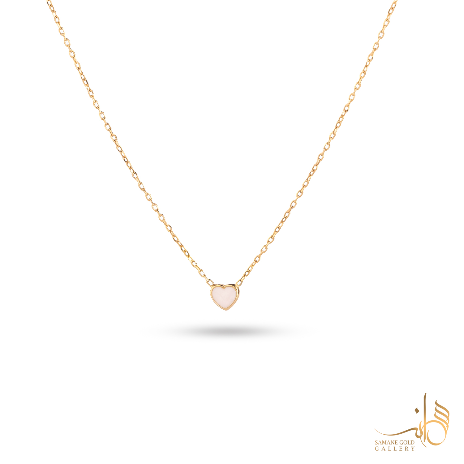 گردنبند طلا قلب ریز مینا صورتی