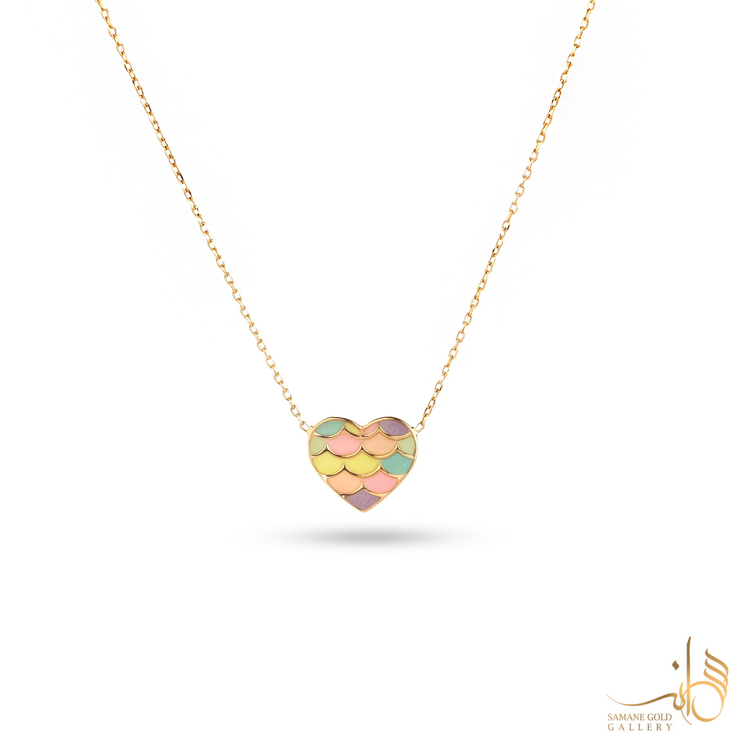 گردنبند طلا قلب مدادرنگی