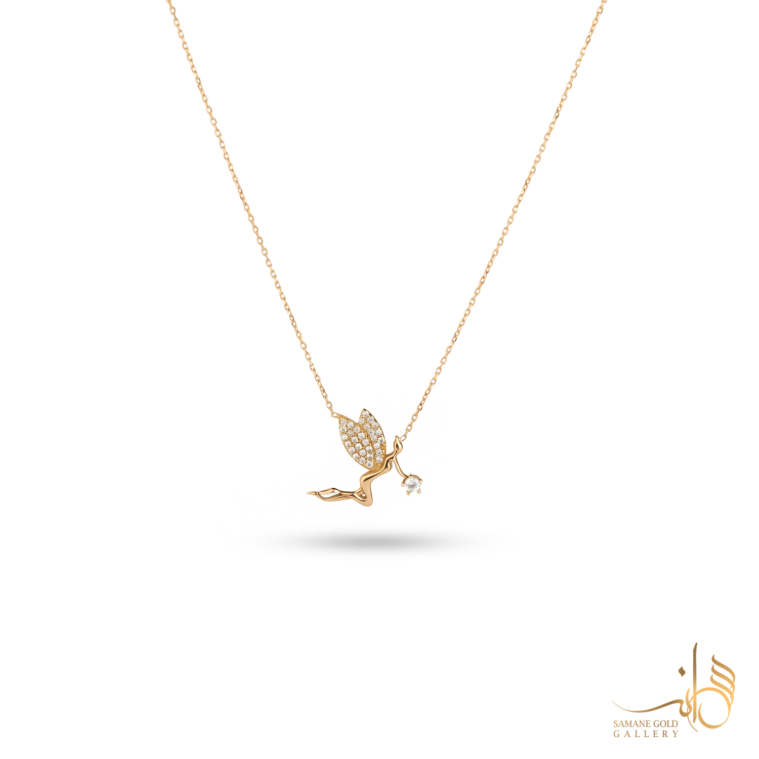 گردنبند طلا فرشته نگین‌دار