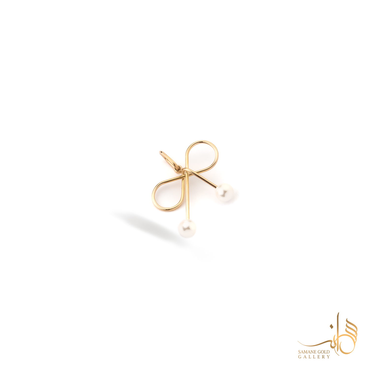 آویز طلا پاپیون مفتولی و مروارید