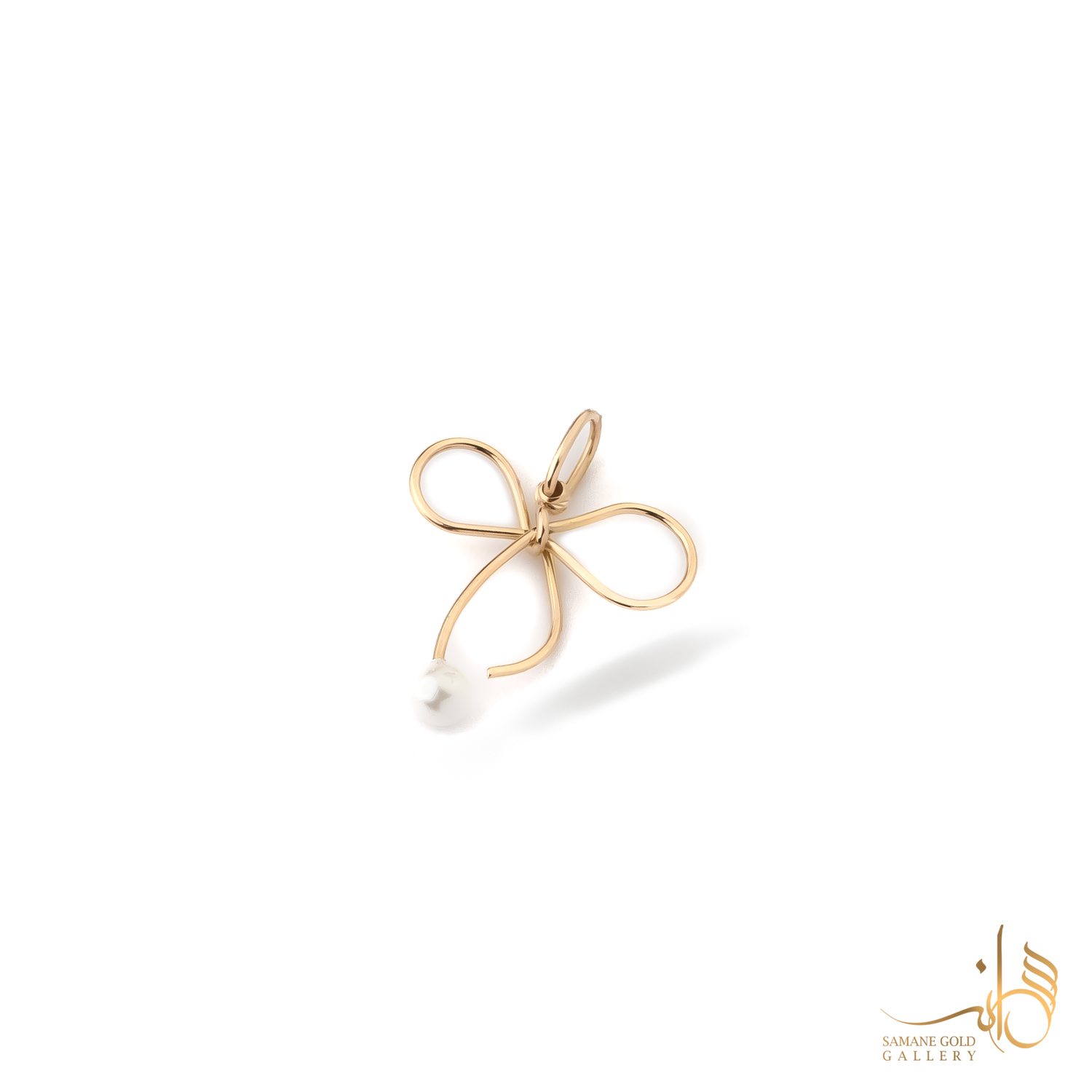 آویز طلا پاپیون مفتولی و مروارید