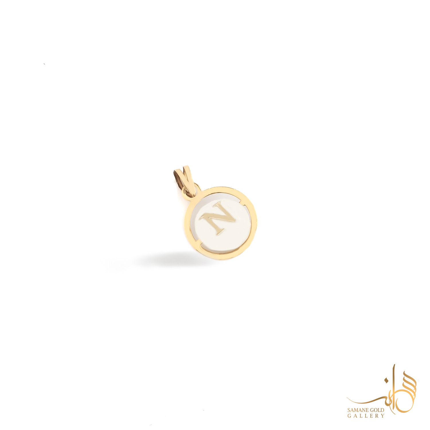 آویز طلا حرف N صدفی سبک