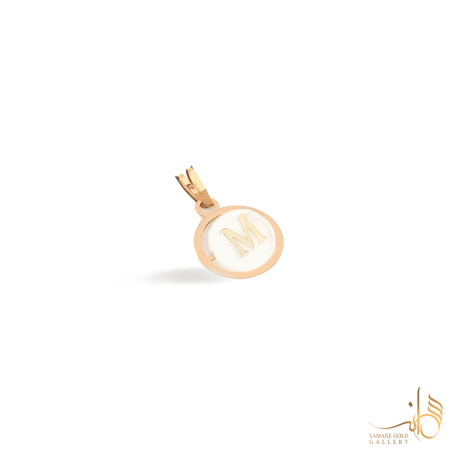 آویز طلا حرف M صدفی سبک