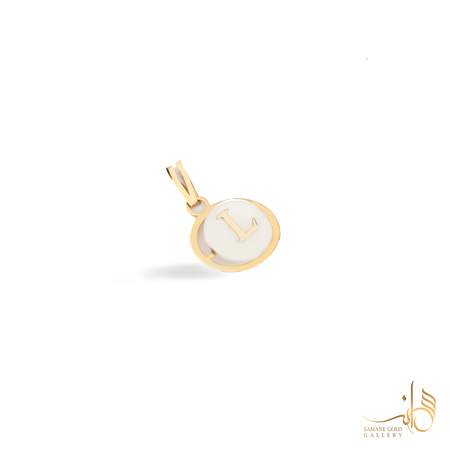 آویز طلا حرف L صدفی