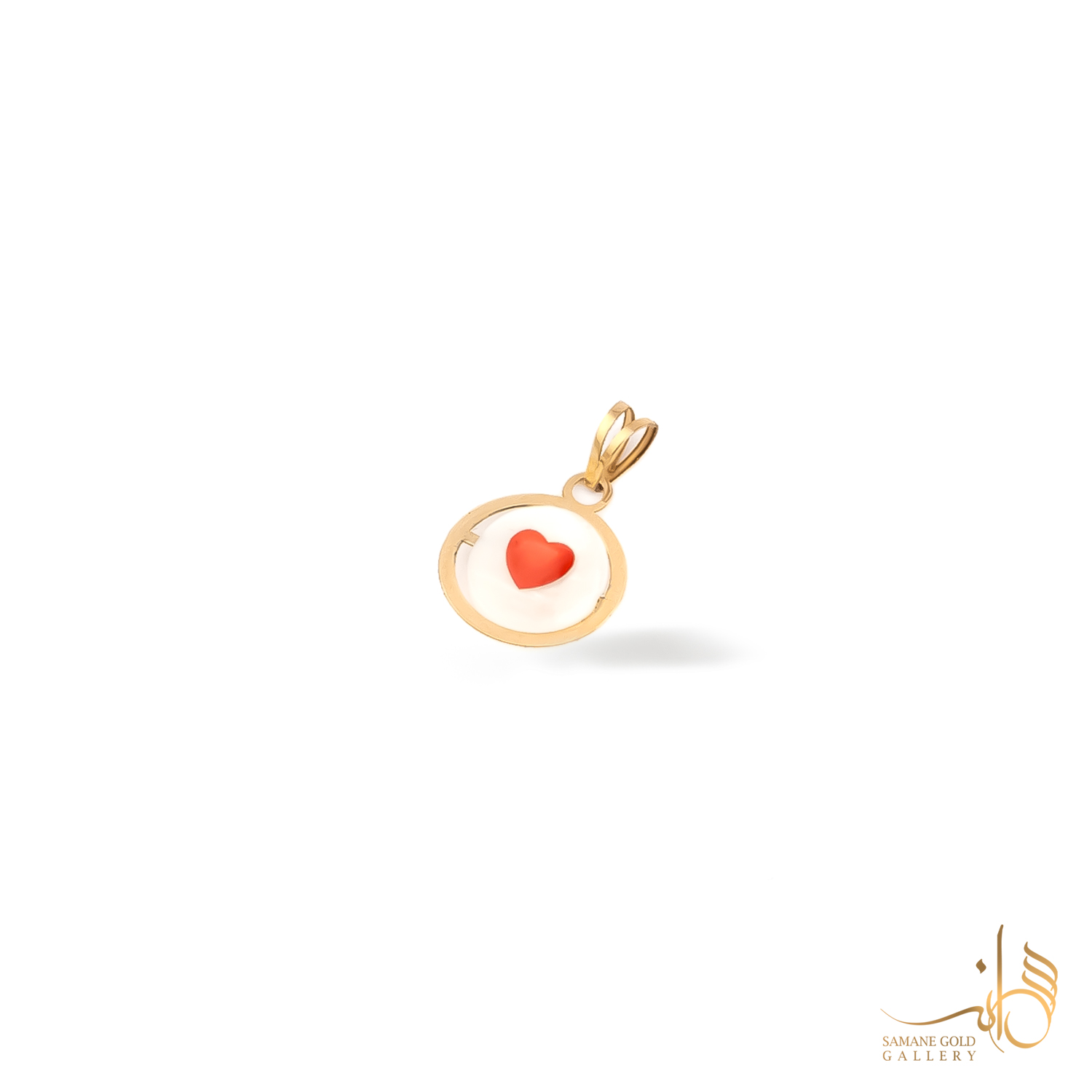 آویز طلا قلب قرمز صدفی